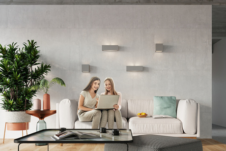 Kinkiet ceramiczny LEO szary + 1x Żarówka LED E27 3000K Ciepła 7,5W 620lm