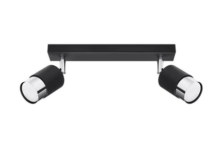 Plafon NERO 2 czarny/chrom + 2x Żarówka LED GU-10 3000K Ciepła 7W 620lm