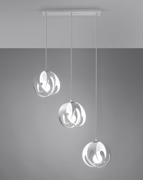 Lampa wisząca TULOS 3L biała + 3x Żarówka LED E27 3000K Ciepła 7,5W 620lm