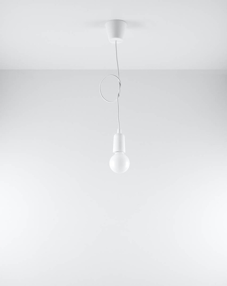 Lampa wisząca DIEGO 1 biała + 1x Żarówka LED E27 4000K Zimna 7,5W 650lm