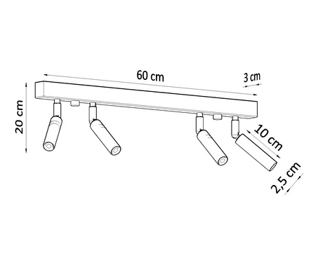 Plafon EYETECH 4 biały + 4x Żarówka LED G9 3000K Ciepła 3W 192lm