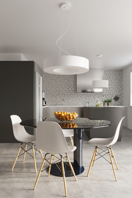 Żyrandol SATURNO 90 biały + 8x Żarówka LED E27 3000K Ciepła 7,5W 620lm