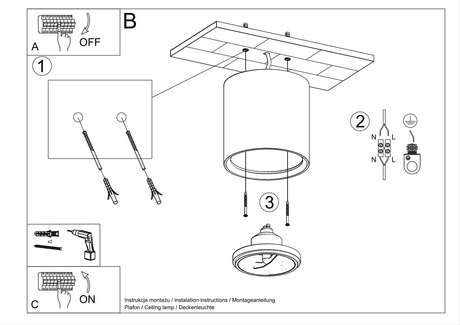 Plafon ceramiczny KALU biały + 1x Żarówka LED GU10 AR111 3000K CIEPŁA 12W 800lm