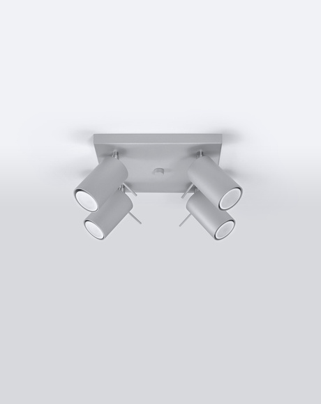 Plafon RING 4 Szary + 4x Żarówka LED GU-10 3000K Ciepła 7W 620lm