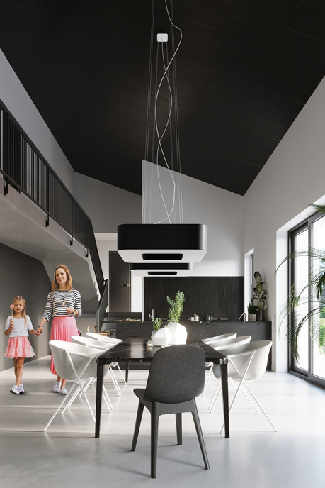 Żyrandol URANO 60 czarny + 8x Żarówka LED E27 4000K Zimna 7,5W 650lm