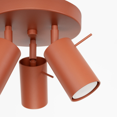 Plafon RING 3P ochra czerwona + 3x Żarówka LED GU-10 4000K Zimna 7W 530lm