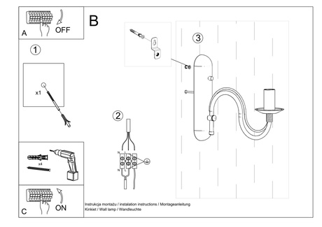 Kinkiet MINERWA biały + 1x Żarówka LED E14 4000K Zimna 7,5W 650lm