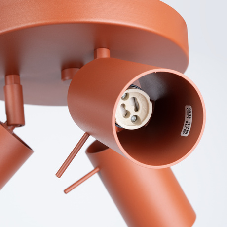 Plafon RING 3P ochra czerwona + 3x Żarówka LED GU-10 4000K Zimna 7W 530lm