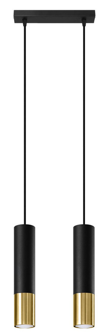 Lampa Wisząca LOOPEZ 2 czarny/złoto + 2x Żarówka LED GU-10 3000K Ciepła 7W 620lm