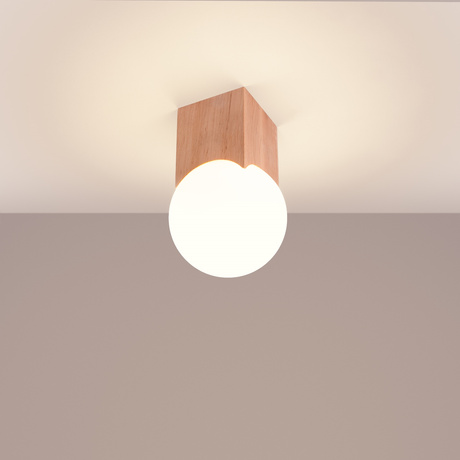 Plafon SOLIS naturalne drewno + 1x Żarówka LED G9 4000K Zimna 4,5W 460lm