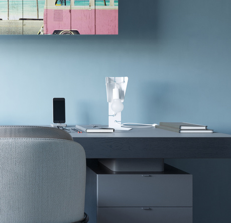 Lampa biurkowa ARBY biała + 1x Żarówka LED E27 4000K Zimna 7,5W 650lm