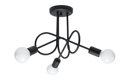 Żyrandol SUPEŁ 3 czarny + 3x Żarówka LED E27 4000K Zimna 7,5W 650lm