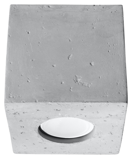 Plafon QUAD beton + 1x Żarówka LED GU-10 4000K Zimna 7W 630lm