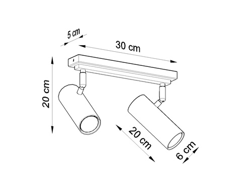 Plafon DIREZIONE 2 biały +2x Żarówka LED GU-10 3000K Ciepła 7W 620lm