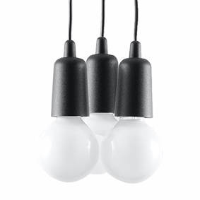 Lampa wisząca DIEGO 3 czarna + 3x Żarówka LED E27 4000K Zimna 7,5W 650lm