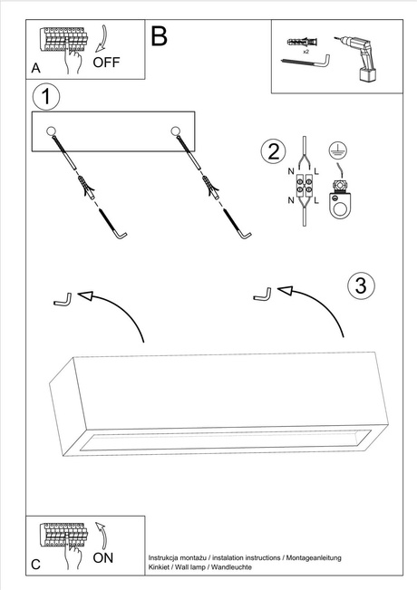 Kinkiet VEGA 50 beton + 1x Żarówka LED E27 3000K Ciepła 7,5W 620lm