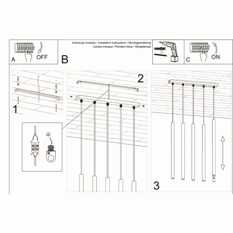 Lampa wisząca PASTELO 5 czarny