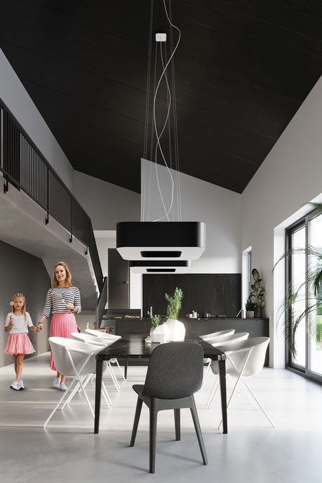 Żyrandol URANO 60 czarny + 8x Żarówka LED E27 3000K Ciepła 7,5W 620lm