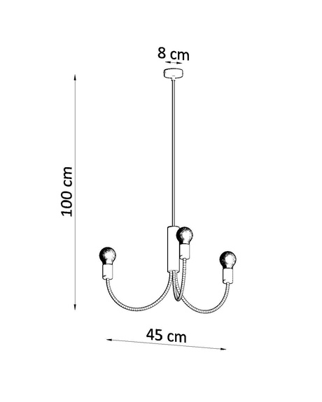 Żyrandol PICCOLO 3 + 3x Żarówka LED E27 3000K Ciepła 7,5W 620lm