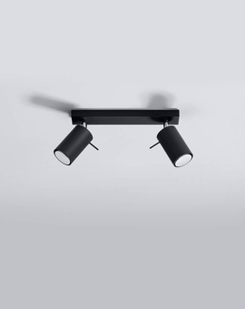 Plafon RING 2 czarny + 2x Żarówka LED GU-10 3000K Ciepła 7W 620lm