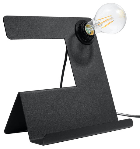 Lampa biurkowa INCLINE czarna + 1x Żarówka LED E27 3000K Ciepła 7,5W 620lm
