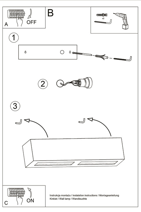 Kinkiet ceramiczny VEGA czarny + 1x Żarówka LED E27 4000K Zimna 7,5W 650lm