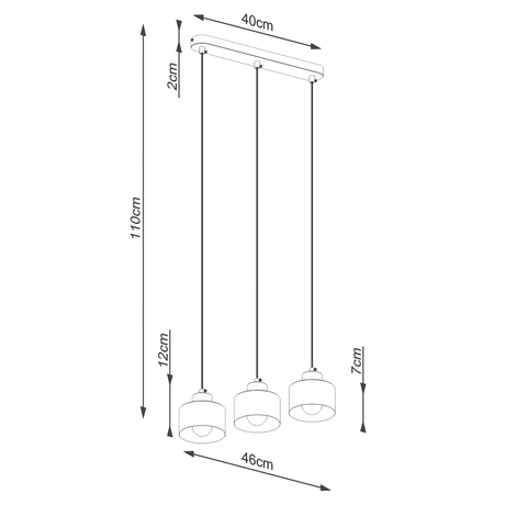 Lampa wisząca SAVAR 3 czarna + 3x Żarówka LED E27 4000K Zimna 7,5W 690lm
