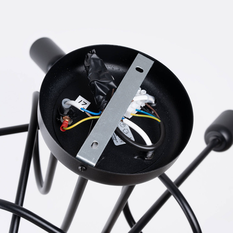 Żyrandol SUPEŁ 5 czarny + 5X Żarówka LED E27 3000K 7W 760lm