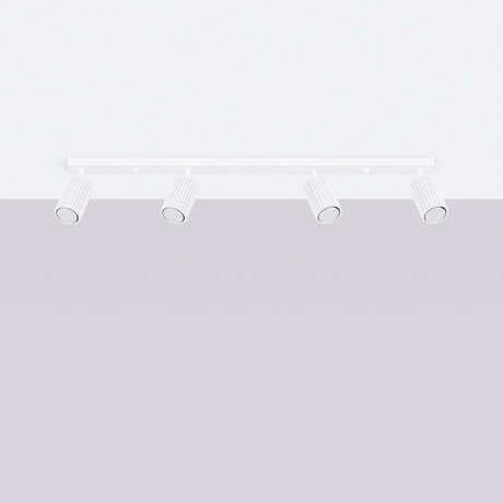 Plafon KARBON 4L biały + 4x Żarówka LED GU-10 3000K Ciepła 7W 510lm