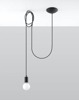 Lampa wisząca EDISON 1 LONG czarny + 1x Żarówka LED E27 4000K Zimna 7,5W 650lm