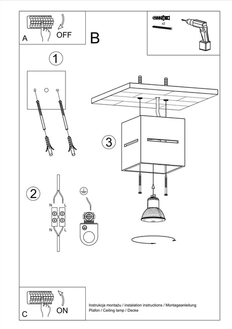 Plafon LOBO szary + 1x Żarówka LED G9 4000K Zimna 4,5W 530lm