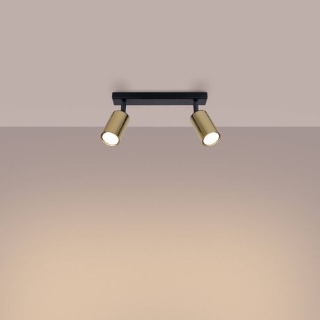 Plafon WINX 2 czarny/złoty + 2x Żarówka LED GU-10 3000K Ciepła 7W 510lm