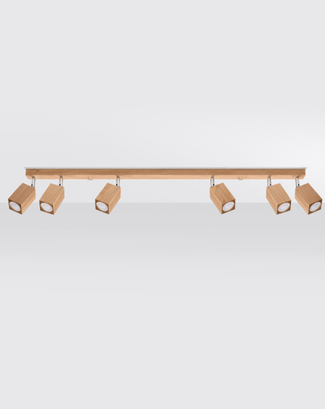 Plafon KEKE 6 dąb + 6x Żarówka LED GU-10 4000K Zimna 7W 630lm