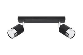 Plafon NERO 2 czarny/chrom + 2x Żarówka LED GU-10 3000K Ciepła 7W 620lm