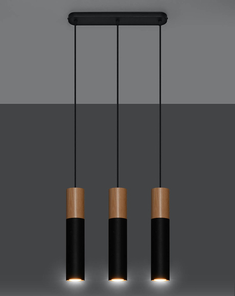 Lampa Wisząca PABLO 3 czarna + 3x Żarówka LED GU-10 3000K Ciepła 7W 620lm
