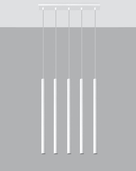 Lampa wisząca PASTELO 5 biały + 5x Żarówka LED G9 3000K Ciepła 3W 192lm