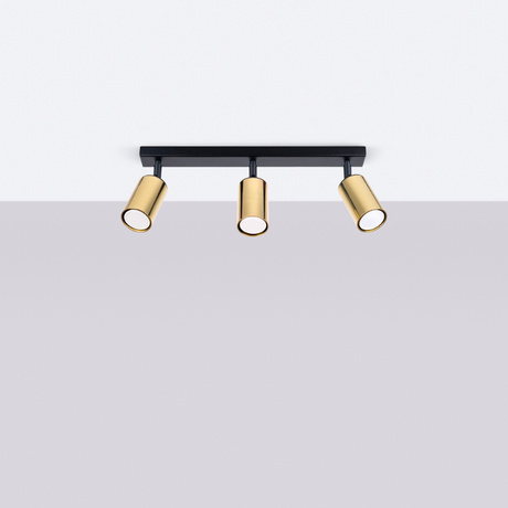 Plafon WINX 3 czarny/złoty + 3x Żarówka LED GU-10 4000K Zimna 7W 530lm