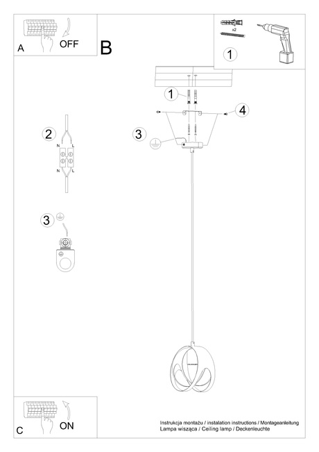 Lampa wisząca TULOS 1 biały + 1x Żarówka LED E27 4000K Zimna 7,5W 650lm