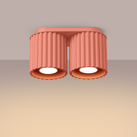 Plafon AURA 2 brzoskwiniowy GU10 + 2X Żarówka LED GU-10 4000K Zimna 7W 530lm