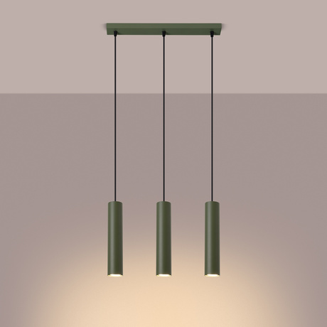 Lampa wisząca LAGOS 3L zielona oliwka + 3x Żarówka LED GU-10 3000K Ciepła 7W 510lm