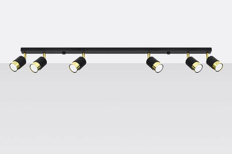 Plafon NERO 6 czarny/złoty + 6x Żarówka LED GU-10 3000K Ciepła 7W 620lm