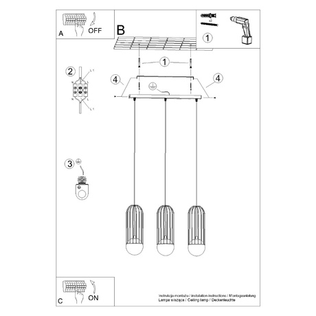 Lampa wisząca BRINA 3L biała + 3x Żarówka LED G9 4000K Zimna 4,5W 460lm
