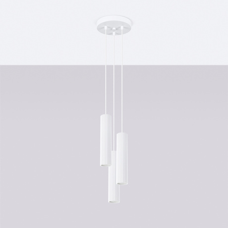 Lampa wisząca KARBON 3P biały + 3x Żarówka LED GU-10 4000K Zimna 7W 530lm