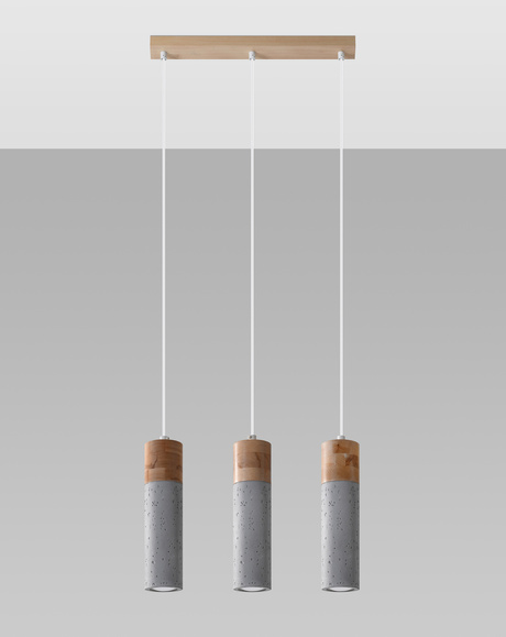 Lampa wisząca ZANE 3 szara + 3x Żarówka LED GU-10 3000K Ciepła 7W 620lm