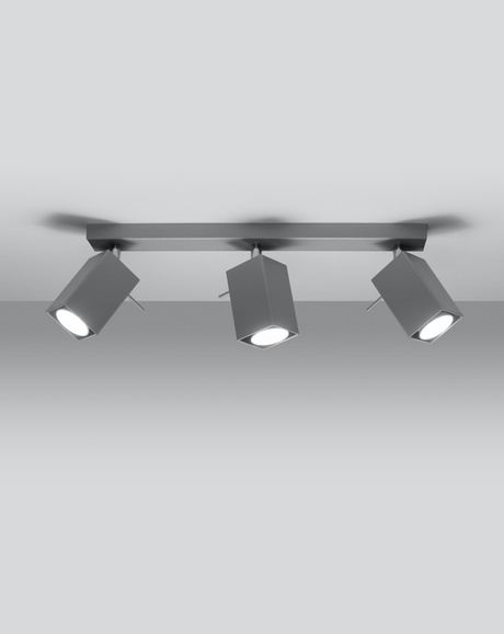 Plafon MERIDA 3 szary + 3x Żarówka LED GU-10 4000K Zimna 7W 630lm