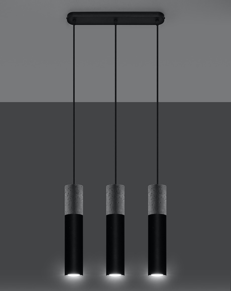 Lampa wisząca BORGIO 3 czarna + 3x Żarówka LED GU-10 4000K Zimna 7W 630lm