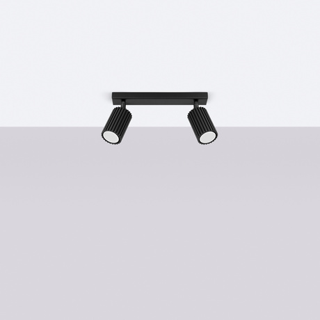 Plafon KARBON 2 czarny + 2x Żarówka LED GU-10 3000K Ciepła 7W 510lm