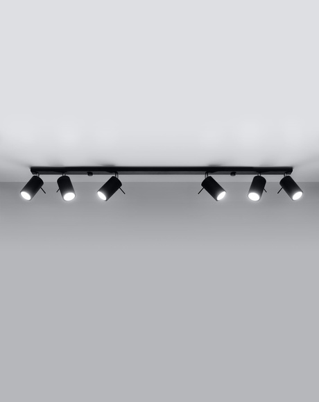 Plafon RING 6L czarny + 6x Żarówka LED GU-10 3000K Ciepła 7W 620lm