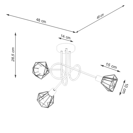 Żyrandol ARTEMIS 3S czarny + 3x Żarówka LED E14 3000K Ciepła 7,5W 620lm