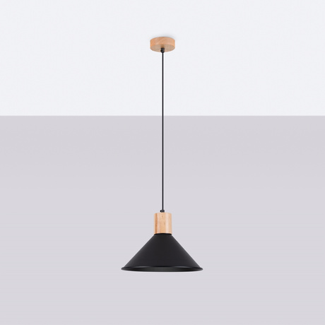 Lampa wisząca JAGA czarna + 1x Żarówka LED E27 4000K Zimna 7,5W 690lm